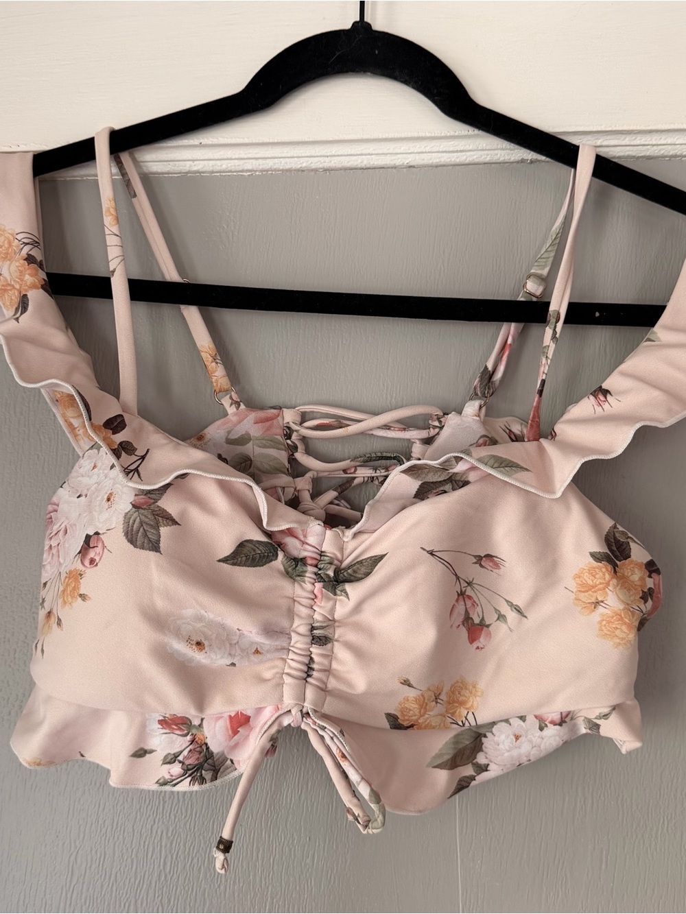 Power 2 the Flower Brigitte Blush Floral Print Ruffle swim top - Picture 4 of 7